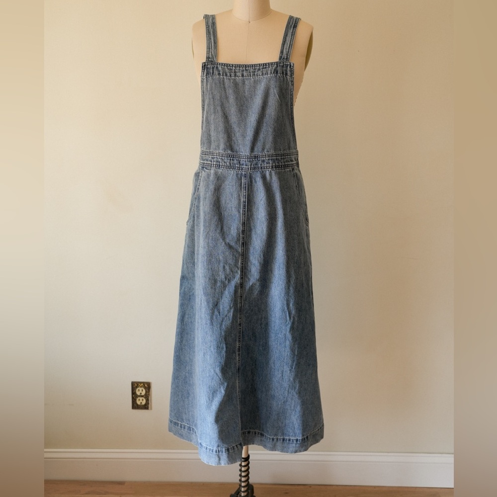 Neuflora NWT Denim Pinafore Midi Dress Size Small | Overall Dress